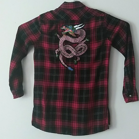 Zara Basic Plaid Tunic Top Shirt With Embroidery - Picture 2 of 4